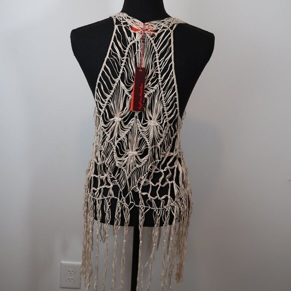 Left on Houston Fringe Boho Vest Cochella Vibes M - Picture 9 of 9